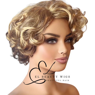 WIG | Blonde Wig | Short Wig | Curly Wig| Natural-Looking Wig for Women | Easy Wear Synthetic Wig