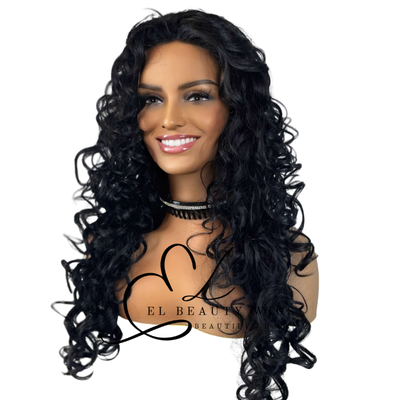 WIG | Black Wig | Natural-Looking Wig for Women | Lace Front Human Hair Blend Wig
