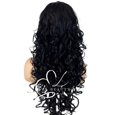 WIG | Black Wig | Natural-Looking Wig for Women | Lace Front Human Hair Blend Wig
