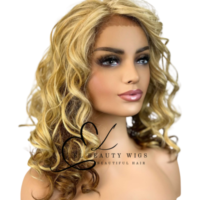 WIG | Blonde Wig | Natural-Looking Wig for Women | Lace Front Human Hair Blend Wig