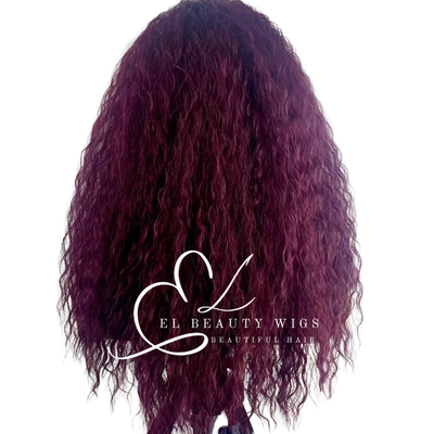 WIG | Burgundy Wig | Headband Wig | Natural-Looking Wig for Women | Easy Wear Human Hair Blend Wig