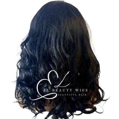 WIG | Black Wig | Long Black Wig | Curly Wig | Natural-Looking Wig for Women | Easy Wear Human Hair Blend Wig