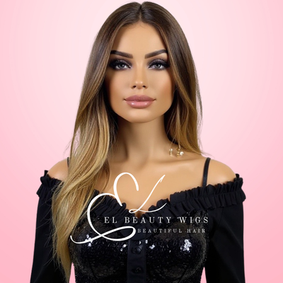 WIG | Honey Brown Wig | Brown Wig | Natural-Looking Wig for Women | Lace Front Human Hair Blend Wig