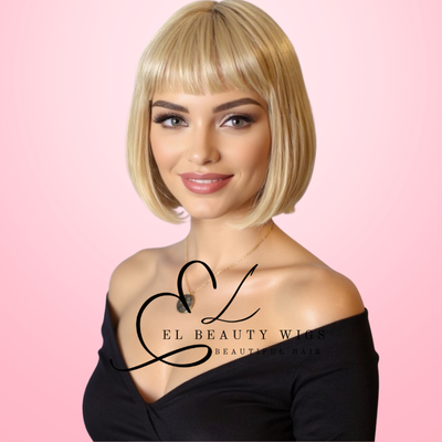 WIG | Blonde Wig | Short Blonde Wig | Natural-Looking Wig for Women | Easy Wear Synthetic Wig
