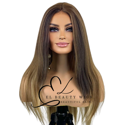 WIG | Honey Brown Wig | Brown Wig | Natural-Looking Wig for Women | Lace Front Human Hair Blend Wig