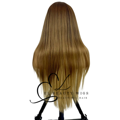 WIG | Honey Brown Wig | Brown Wig | Natural-Looking Wig for Women | Lace Front Human Hair Blend Wig