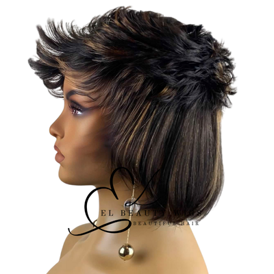 WIG | Brown Wig | Mullet Wig | Natural-Looking Wig for Women | Easy Wear Synthetic Wig
