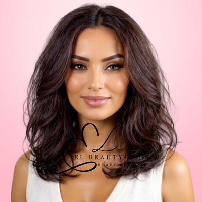 WIG | HALF-WIG | Brown Wig | Brown Wig with Red Highlights | Natural-Looking Wig for Women | Easy Wear Synthetic Wig