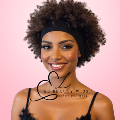 WIG | Afro Wig | Brown Wig | Headband Wig | Natural-Looking Wig for Women | Easy Wear Synthetic Wig