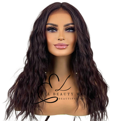 WIG | Deep Burgundy Wig | Wine Color | Natural-Looking Wig for Women | Lace Front Human Hair Blend Wig