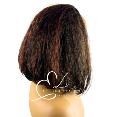 WIG | HALF-WIG | Brown Wig | Brown Wig with Red Highlights | Natural-Looking Wig for Women | Easy Wear Synthetic Wig