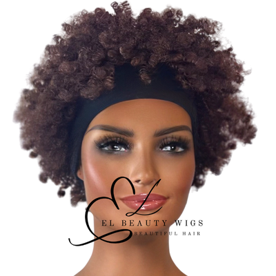 WIG | Afro Wig | Brown Wig | Headband Wig | Natural-Looking Wig for Women | Easy Wear Synthetic Wig