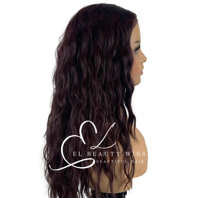 WIG | Deep Burgundy Wig | Wine Color | Natural-Looking Wig for Women | Lace Front Human Hair Blend Wig