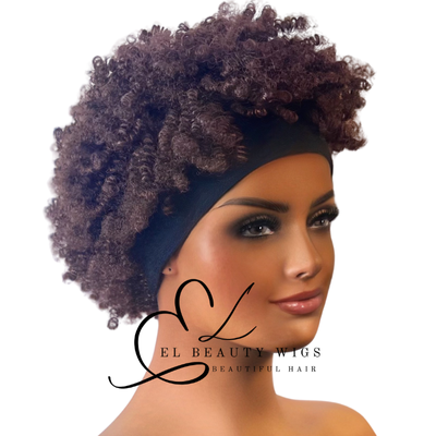 WIG | Afro Wig | Brown Wig | Headband Wig | Natural-Looking Wig for Women | Easy Wear Synthetic Wig