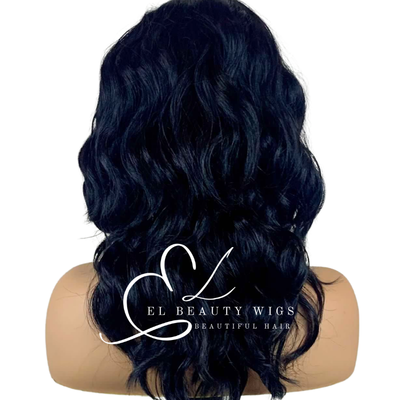 WIG | Black Wig | Natural-Looking Wig for Women | Lace Front Human Hair Blend Wig