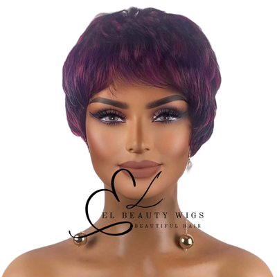WIG | Burgundy Wig | Short Burgundy Wig | Natural-Looking Wig for Women | Easy Wear Synthetic Wig