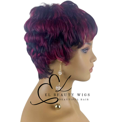 WIG | Burgundy Wig | Short Burgundy Wig | Natural-Looking Wig for Women | Easy Wear Synthetic Wig