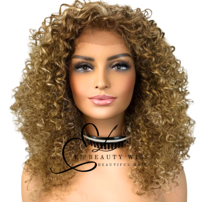 WIG | Rich Golden Blonde Wig | Natural-Looking Wig for Women | Lace Front Human Hair Blend Wig