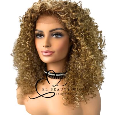 WIG | Rich Golden Blonde Wig | Natural-Looking Wig for Women | Lace Front Human Hair Blend Wig