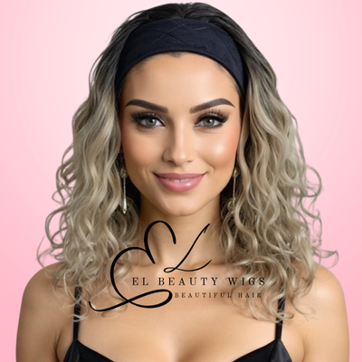 WIG | Blonde Wig | Headband Wig | Natural-Looking Wig for Women | Easy Wear Human Hair Blend Wig