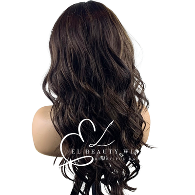 WIG | Brown Wig | Natural-Looking Wig for Women | Easy Wear Human Hair Blend Wig