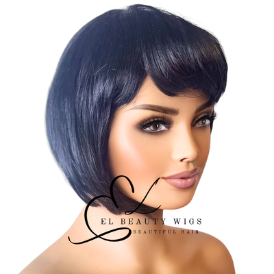 WIG | Black Wig | Short Black Wig | Natural-Looking Wig for Women | Easy Wear Synthetic Wig