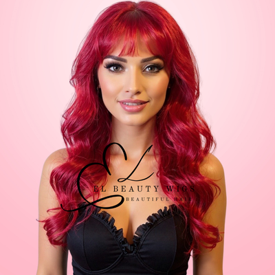 WIG | Red Wig | Costume Wig | Natural-Looking Wig for Women | Easy Wear Synthetic Wig