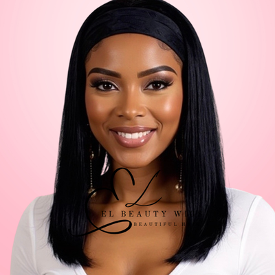 WIG | Black Wig | Headband Wig | Natural-Looking Wig for Women | Easy Wear Human Hair Blend Wig