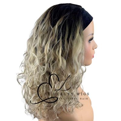 WIG | Blonde Wig | Headband Wig | Natural-Looking Wig for Women | Easy Wear Human Hair Blend Wig