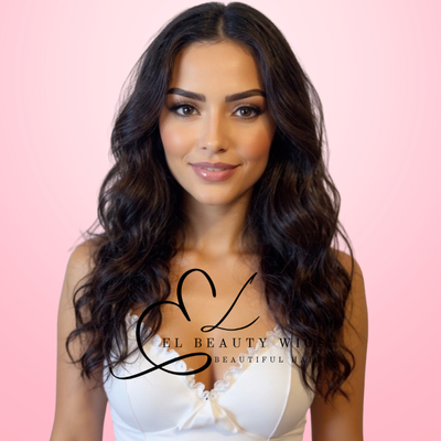 WIG | Black Wig | Long Wavy Wig | Natural-Looking Wig for Women | Easy Wear Human Hair Blend Wig