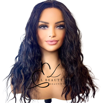 WIG | Black Wig | Long Wavy Wig | Natural-Looking Wig for Women | Easy Wear Human Hair Blend Wig