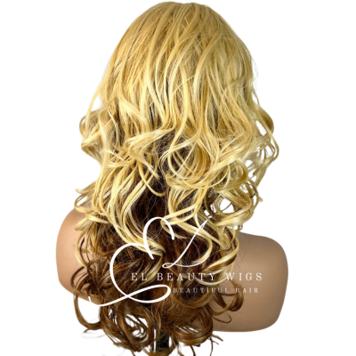 WIG | Golden Blonde Wig | Blonde Wig | Natural-Looking Wig for Women | Easy Wear Human Hair Blend Wig