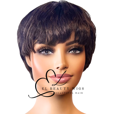 WIG | Brown Wig | Short Wig | Pixie Wig | Natural-Looking Wig for Women | Easy Wear Synthetic Wig