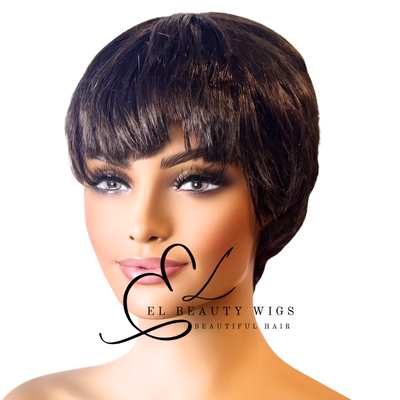 WIG | Brown Wig | Short Wig | Pixie Wig | Natural-Looking Wig for Women | Easy Wear Synthetic Wig