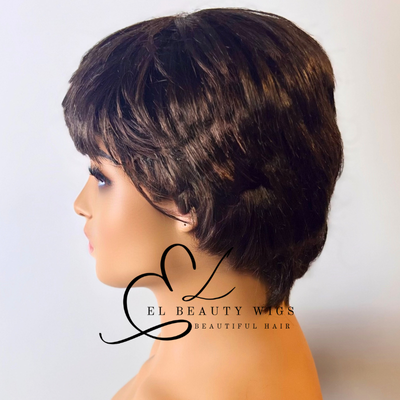 WIG | Brown Wig | Short Wig | Pixie Wig | Natural-Looking Wig for Women | Easy Wear Synthetic Wig