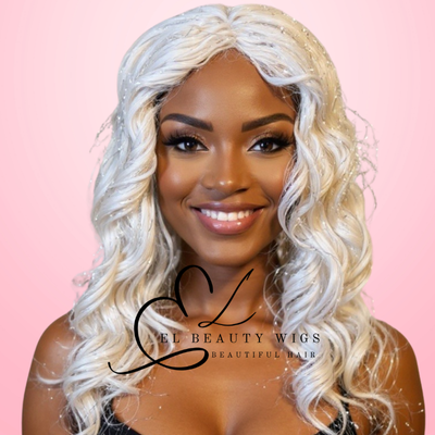 WIG | Glitter Wig | White Wig | Curly Wig | Natural-Looking Wig for Women | Easy Wear Synthetic Wig with Tinsel