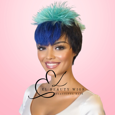 WIG | Blue Wig | Costume Wig | Natural-Looking Wig for Women | Easy Wear Synthetic Wig