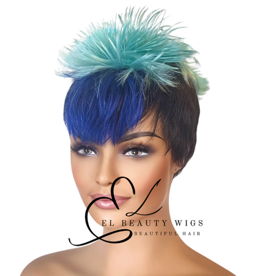 WIG | Blue Wig | Costume Wig | Natural-Looking Wig for Women | Easy Wear Synthetic Wig