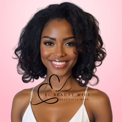 WIG | Black Wig | Black Wig With Burgundy Highlights | 4C Hair Wig | Natural-Looking Wig for Women | Easy Wear Human Hair Blend Wig
