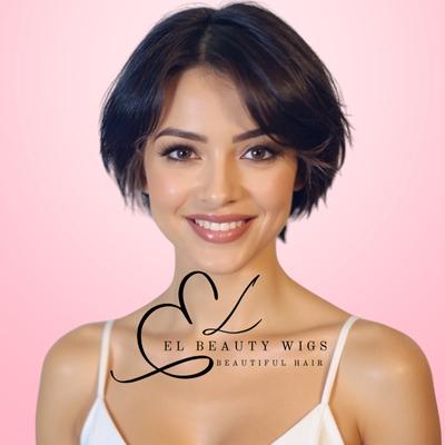 WIG | Black Wig | Short Black Wig | Natural-Looking Wig for Women | Easy Wear Human Hair Blend Wig