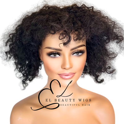 WIG | Black Wig | Kinky Curly Wig | Curly Black Wig | Natural-Looking Wig for Women | Easy Wear Synthetic Wig