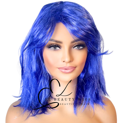 WIG | Blue Wig | Costume Wig | Natural-Looking Wig for Women | Easy Wear Synthetic Wig