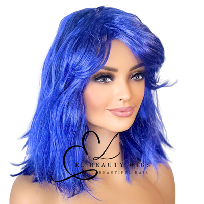 WIG | Blue Wig | Costume Wig | Natural-Looking Wig for Women | Easy Wear Synthetic Wig