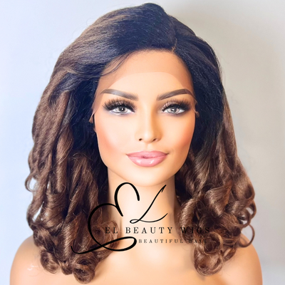 WIG | Ombre Wig | Black Wig | Brown Wig | Natural-Looking Wig for Women |Lace Front Human Hair Blend Wig