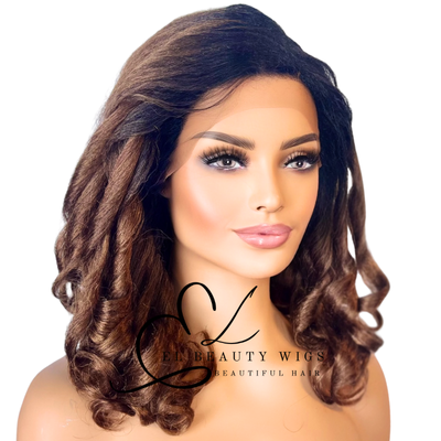 WIG | Ombre Wig | Black Wig | Brown Wig | Natural-Looking Wig for Women |Lace Front Human Hair Blend Wig