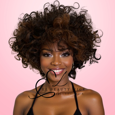 WIG | Black Wig | Curly Black Wig | Short Black Wig | Natural-Looking Wig for Women | Easy Wear Synthetic Wig