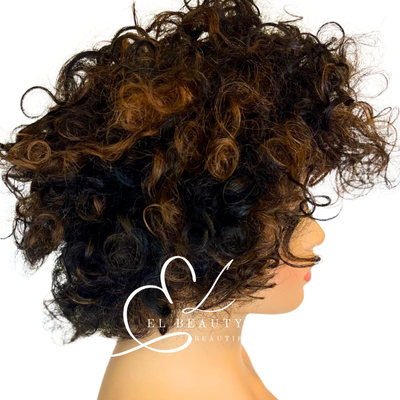 WIG | Black Wig | Curly Black Wig | Short Black Wig | Natural-Looking Wig for Women | Easy Wear Synthetic Wig