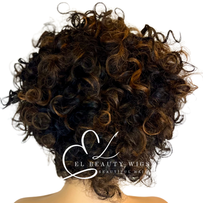 WIG | Black Wig | Curly Black Wig | Short Black Wig | Natural-Looking Wig for Women | Easy Wear Synthetic Wig