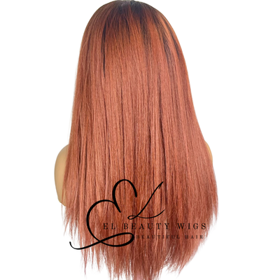 WIG | Red Wig | Headband Wig | Long Straight Wig | Natural-Looking Wig for Women | Easy Wear Human Hair Blend Wig
