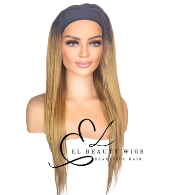 WIG | Golden Blonde Wig | Headband Wig | Natural-Looking Wig for Women | Easy Wear Human Hair Blend Wig